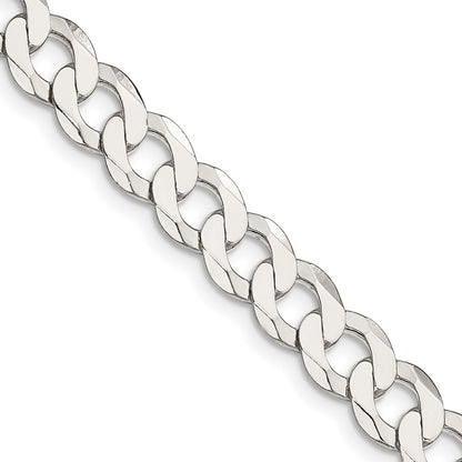 30 Inch Sterling Silver 7.5mm Flat Curb Chain Necklace
