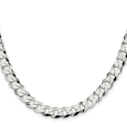 30 Inch Sterling Silver 8.5mm Flat Curb Chain Necklace