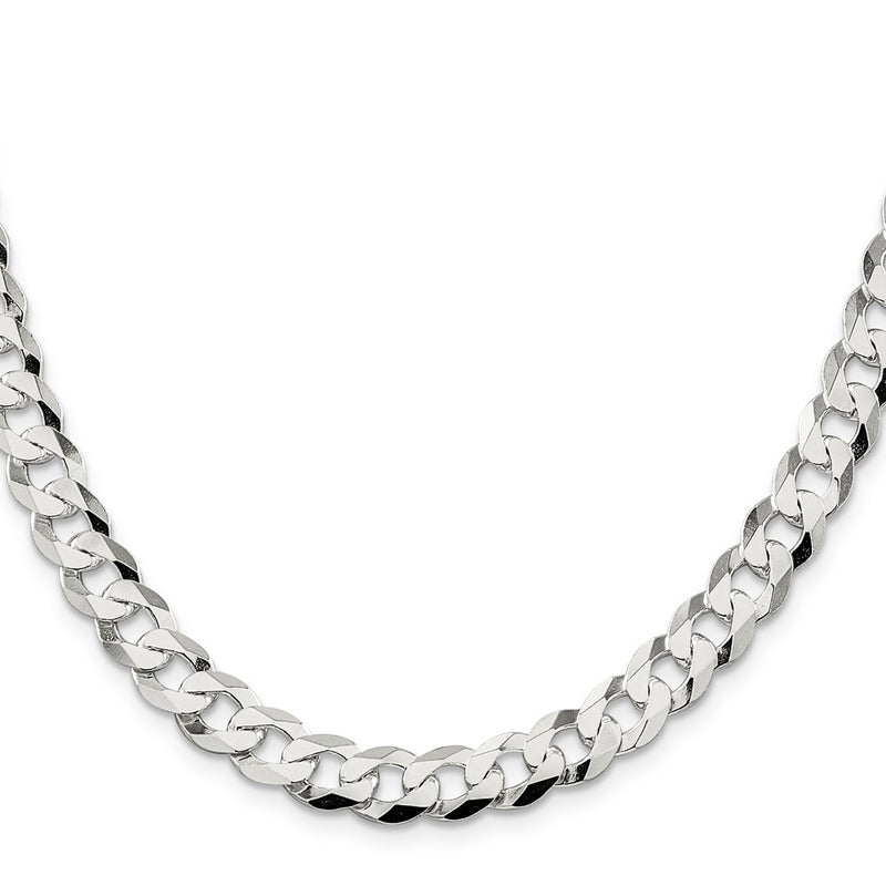 30 Inch Sterling Silver 8.5mm Flat Curb Chain Necklace