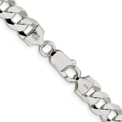 30 Inch Sterling Silver 8.5mm Flat Curb Chain Necklace