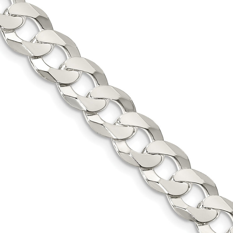 30 Inch Sterling Silver 8.5mm Flat Curb Chain Necklace