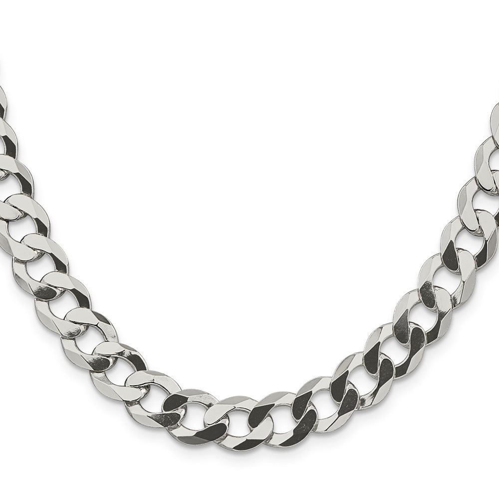 30 Inch Sterling Silver 9.75mm Flat Curb Chain Necklace