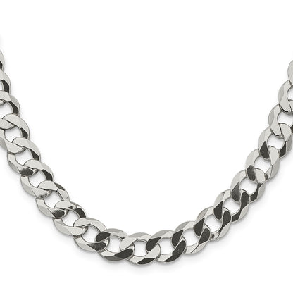 30 Inch Sterling Silver 9.75mm Flat Curb Chain Necklace