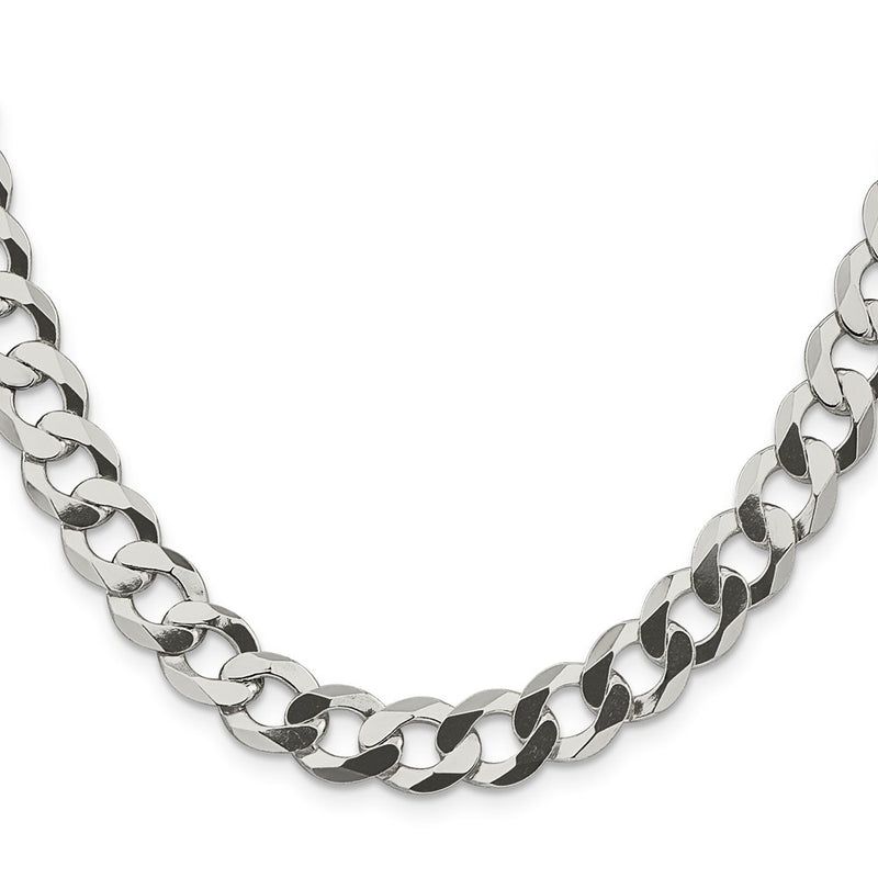 30 Inch Sterling Silver 9.75mm Flat Curb Chain Necklace