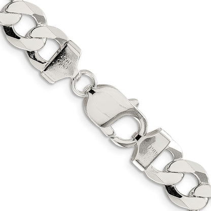 30 Inch Sterling Silver 9.75mm Flat Curb Chain Necklace
