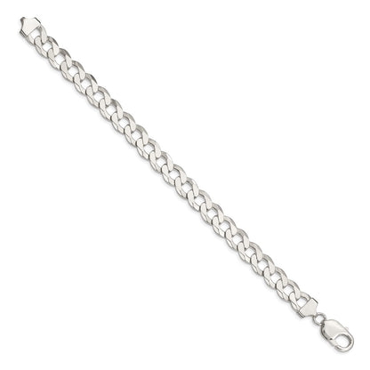 9 Inch Sterling Silver 9.75mm Flat Curb Chain Bracelet