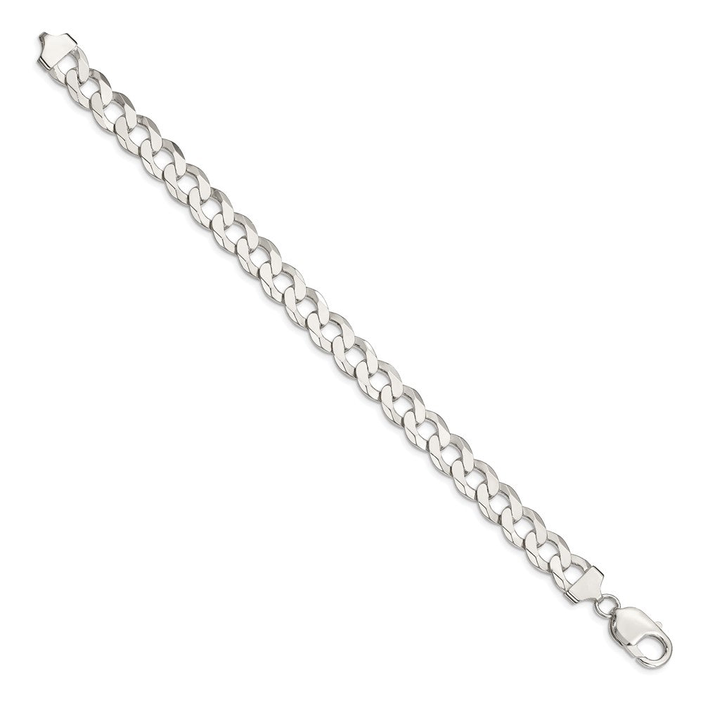8 Inch Sterling Silver 9.75mm Flat Curb Chain Bracelet