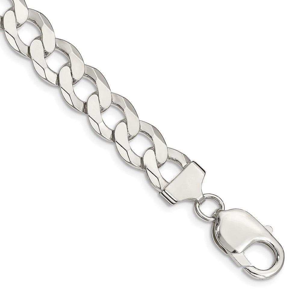 9 Inch Sterling Silver 9.75mm Flat Curb Chain Bracelet