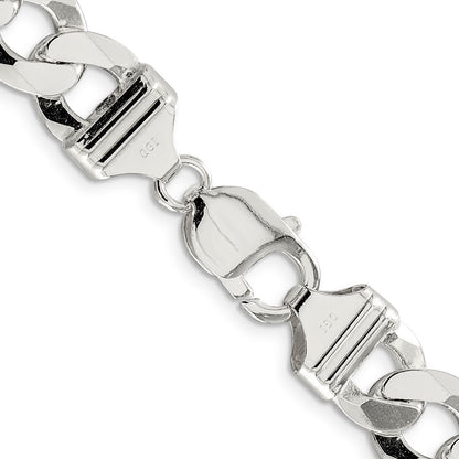 26 Inch Sterling Silver 11.75mm Flat Curb Chain Necklace