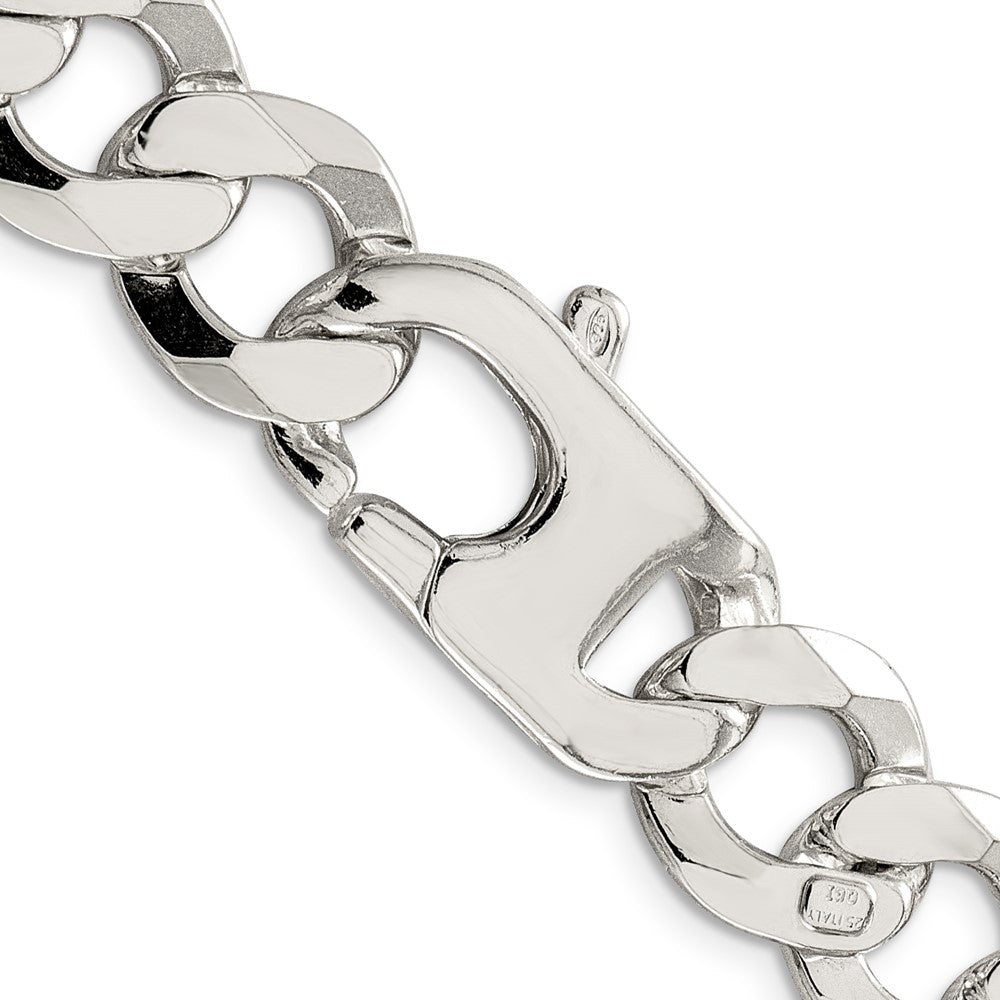 24 Inch Sterling Silver 14mm Flat Curb Chain Necklace