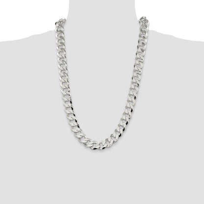 26 Inch Sterling Silver 14mm Flat Curb Chain Necklace