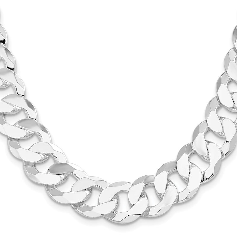 26 Inch Sterling Silver 16mm Flat Curb Chain Necklace