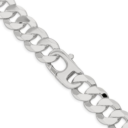 26 Inch Sterling Silver 16mm Flat Curb Chain Necklace