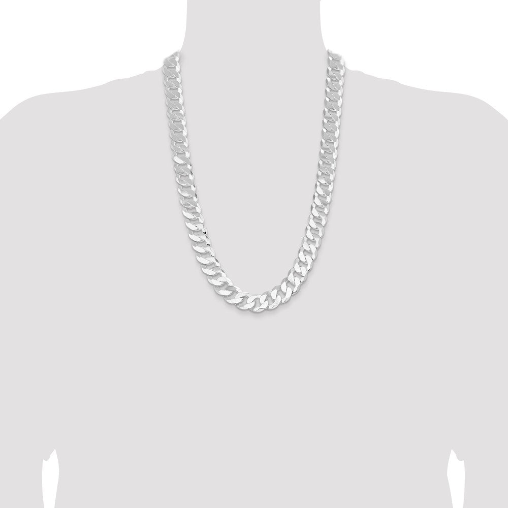 26 Inch Sterling Silver 16mm Flat Curb Chain Necklace