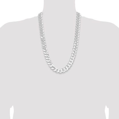 26 Inch Sterling Silver 16mm Flat Curb Chain Necklace