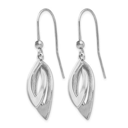 Sterling Silver Polished And Brushed Shepherd Hook Earrings