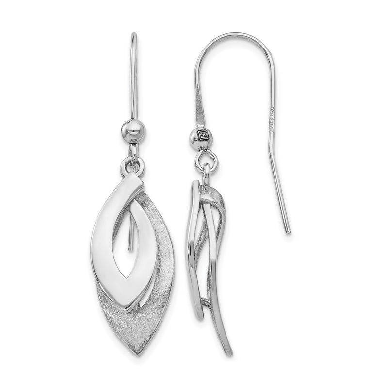 Sterling Silver Polished And Brushed Shepherd Hook Earrings