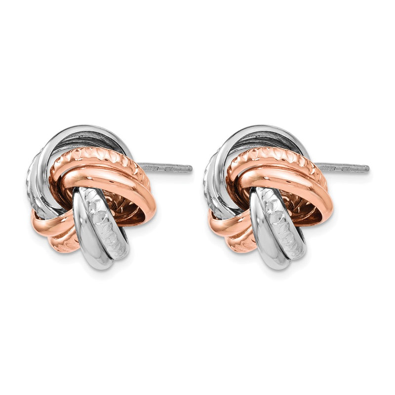 Sterling Silver Rose Rhodium-Plated Post Earrings