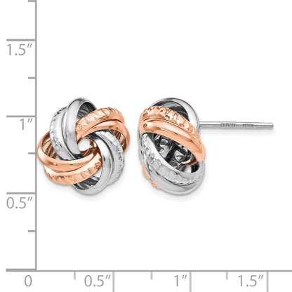 Sterling Silver Rose Rhodium-Plated Post Earrings