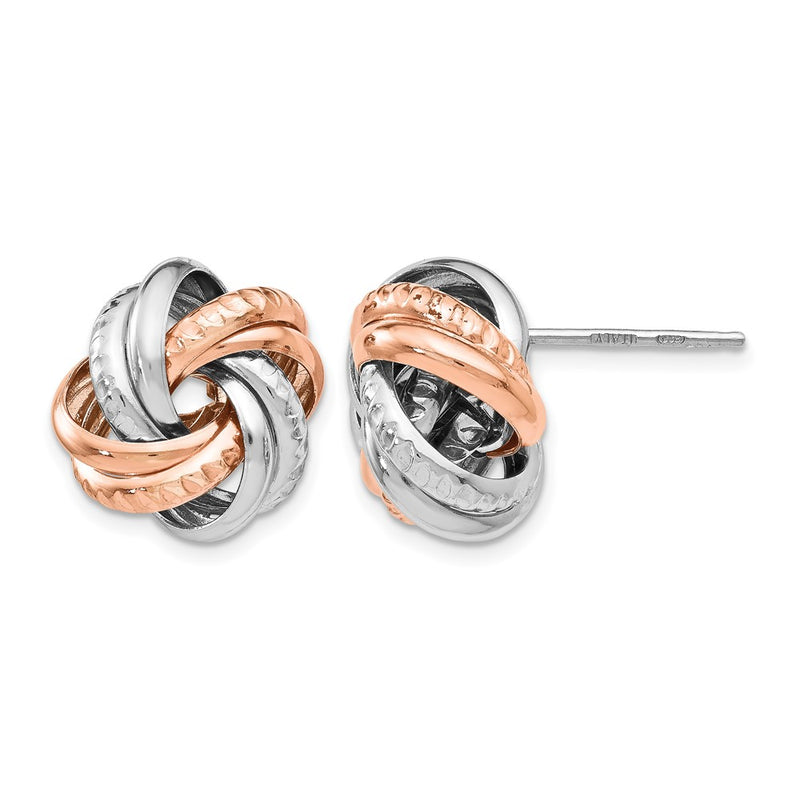 Sterling Silver Rose Rhodium-Plated Post Earrings