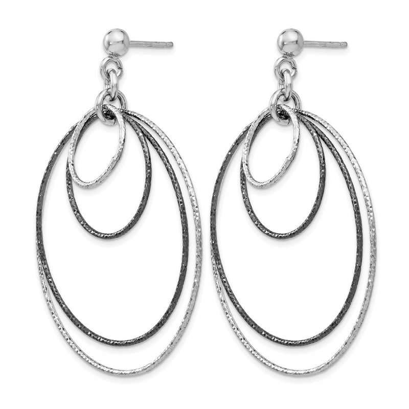 Sterling Silver Ss And Ruthenium Plated D/C Post Hoop Earrings