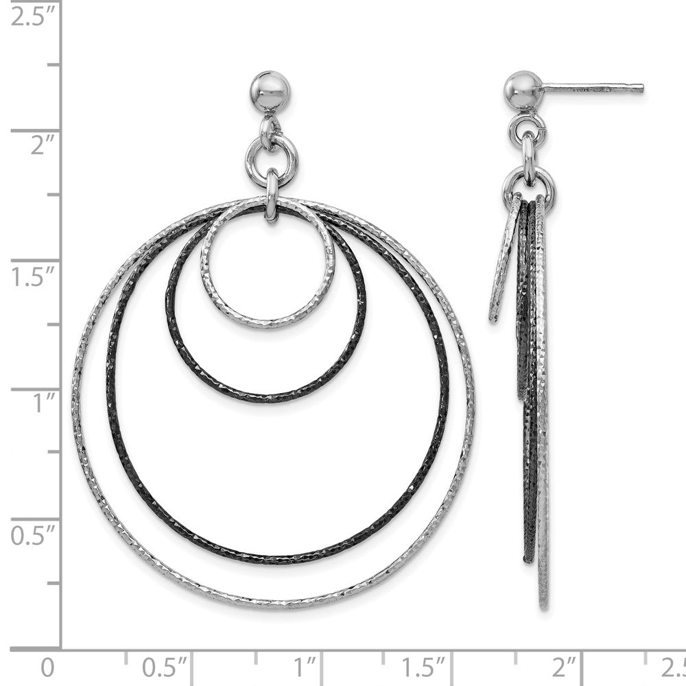 Sterling Silver Ss And Ruthenium Plated D/C Post Hoop Earrings