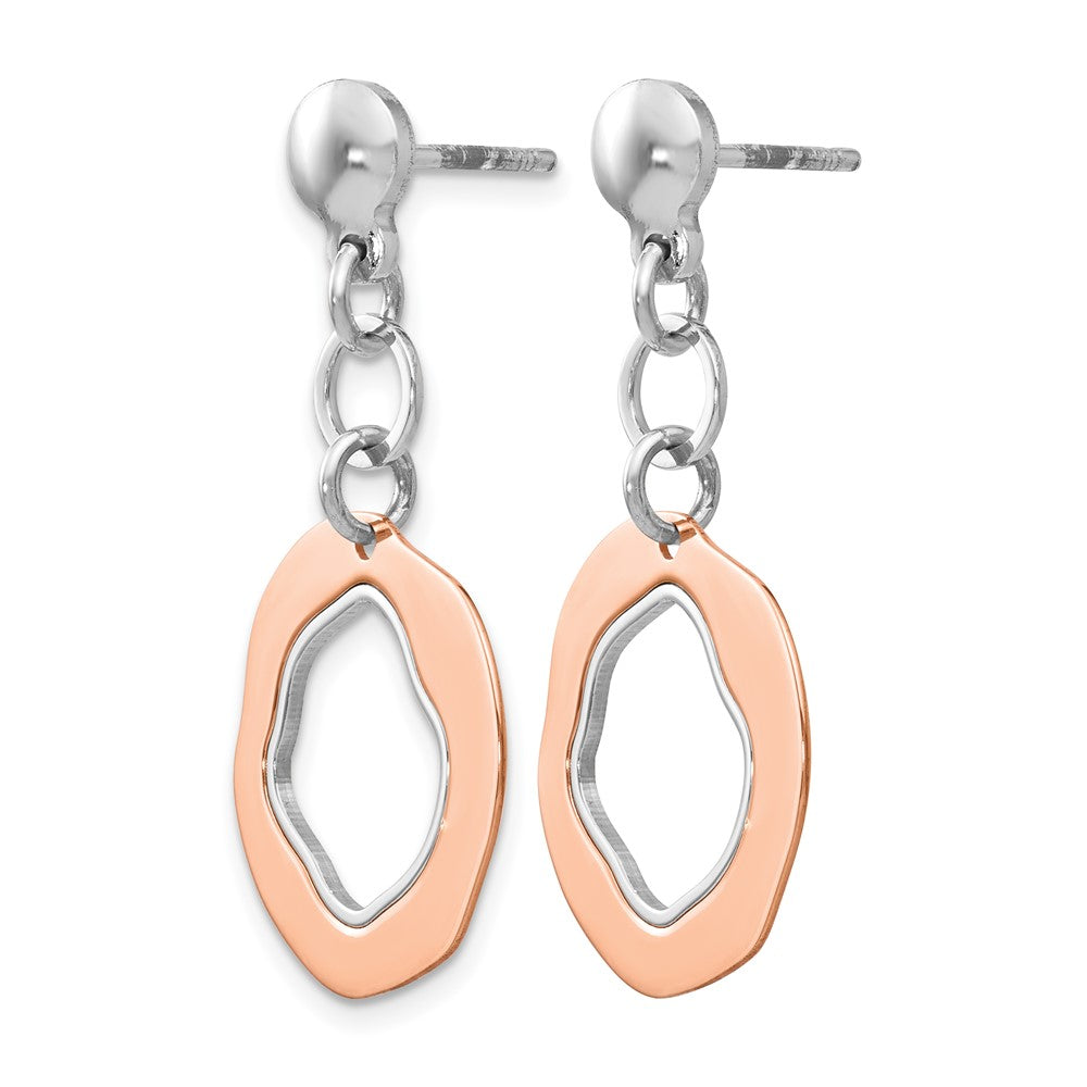 Ss/Gold Plated Sterling Silver Rose Gold-Plated Post Dangle Earrings