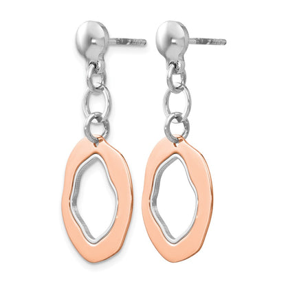 Ss/Gold Plated Sterling Silver Rose Gold-Plated Post Dangle Earrings