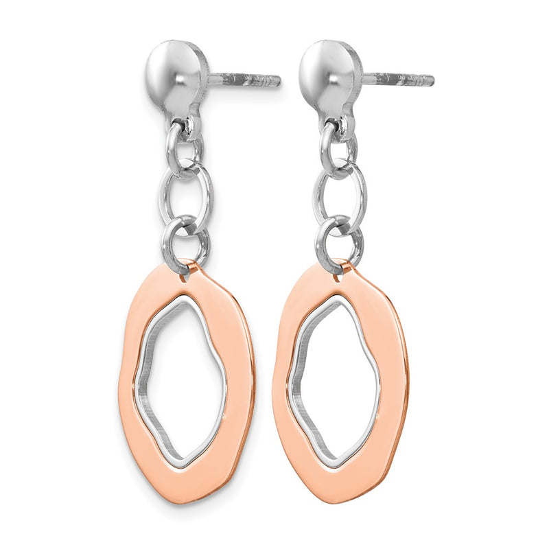 Ss/Gold Plated Sterling Silver Rose Gold-Plated Post Dangle Earrings