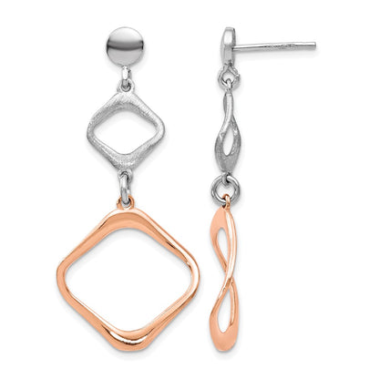 Ss/Gold Plated Sterling Silver Rose Gold-Plated Post Dangle Earrings