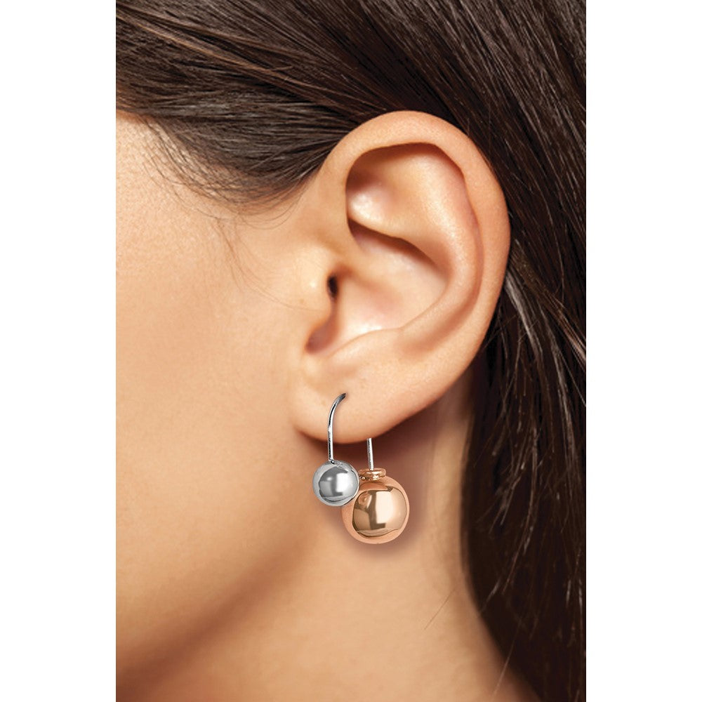 Sterling Silver & Rose-Tone Dangle Earrings