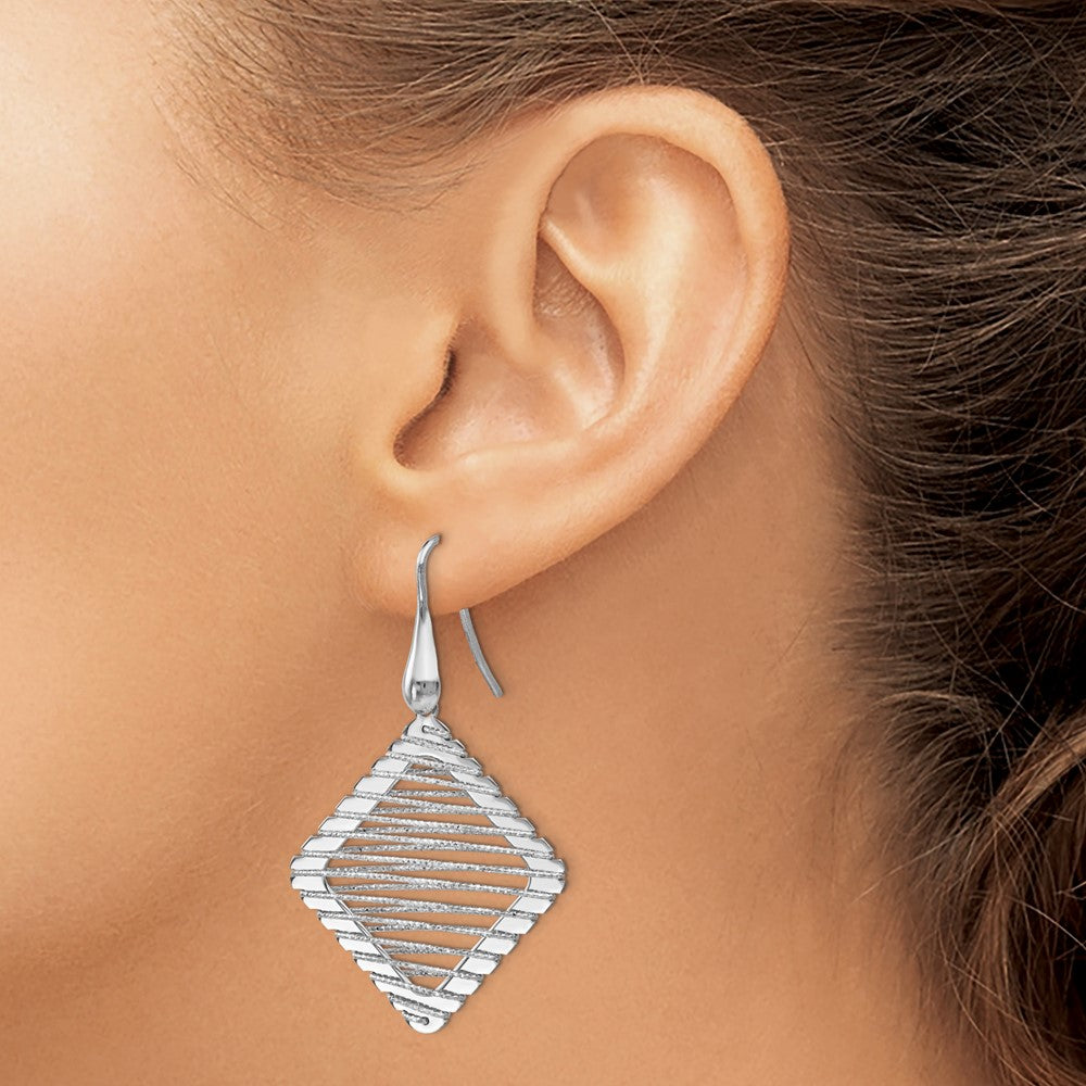 Sterling Silver Rhodium-Plated Shepherd Hook Earrings