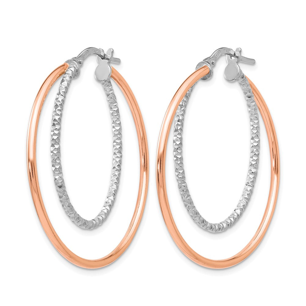 Sterling Silver Rose-Tone D/C Hoop Earrings