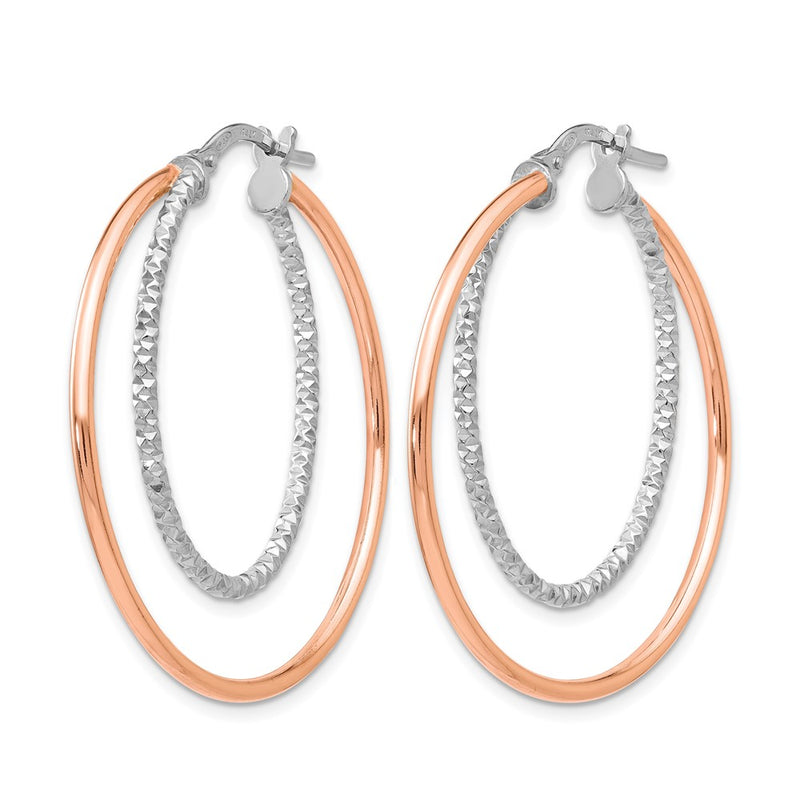 Sterling Silver Rose-Tone D/C Hoop Earrings
