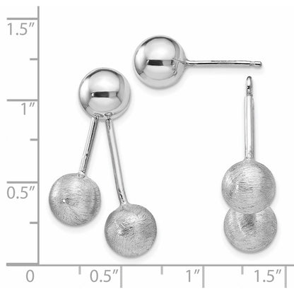 Sterling Silver Polished Brushed Front And Back Earrings