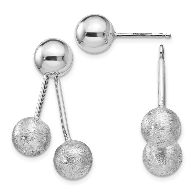 Sterling Silver Polished Brushed Front And Back Earrings