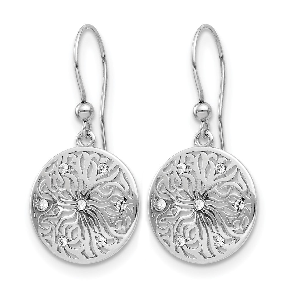 Sterling Silver Rh Plated Polished Cz Dangle Earrings