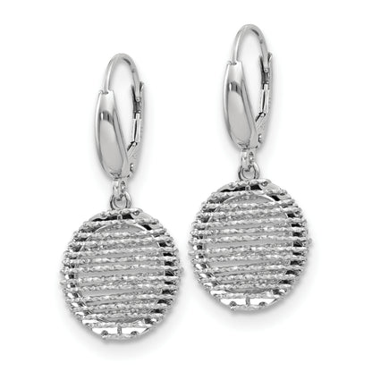 Sterling Silver Ss Rh Plated Polished D/C Open Center Leverback Earrings