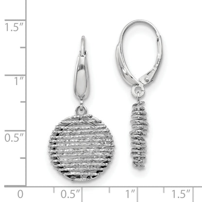 Sterling Silver Ss Rh Plated Polished D/C Open Center Leverback Earrings