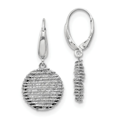 Sterling Silver Ss Rh Plated Polished D/C Open Center Leverback Earrings