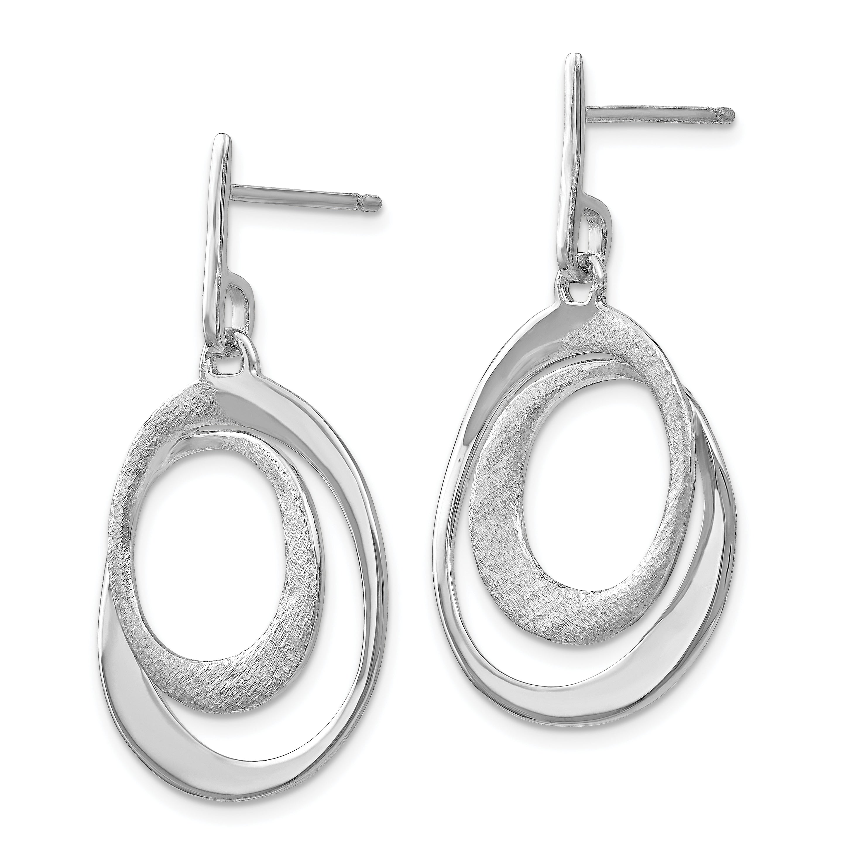 Sterling Silver Ss Rh Plated Radiant Essence Textured Post Dangle Earrings