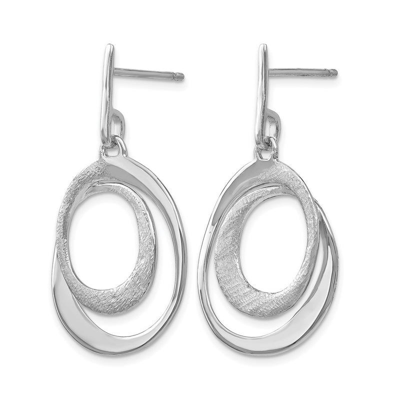 Sterling Silver Ss Rh Plated Radiant Essence Textured Post Dangle Earrings