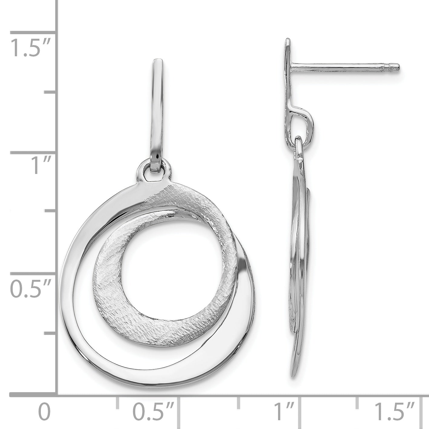 Sterling Silver Ss Rh Plated Radiant Essence Textured Post Dangle Earrings