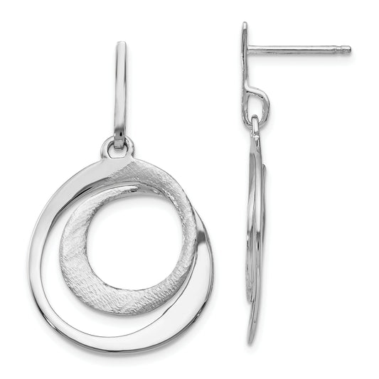 Sterling Silver Ss Rh Plated Radiant Essence Textured Post Dangle Earrings