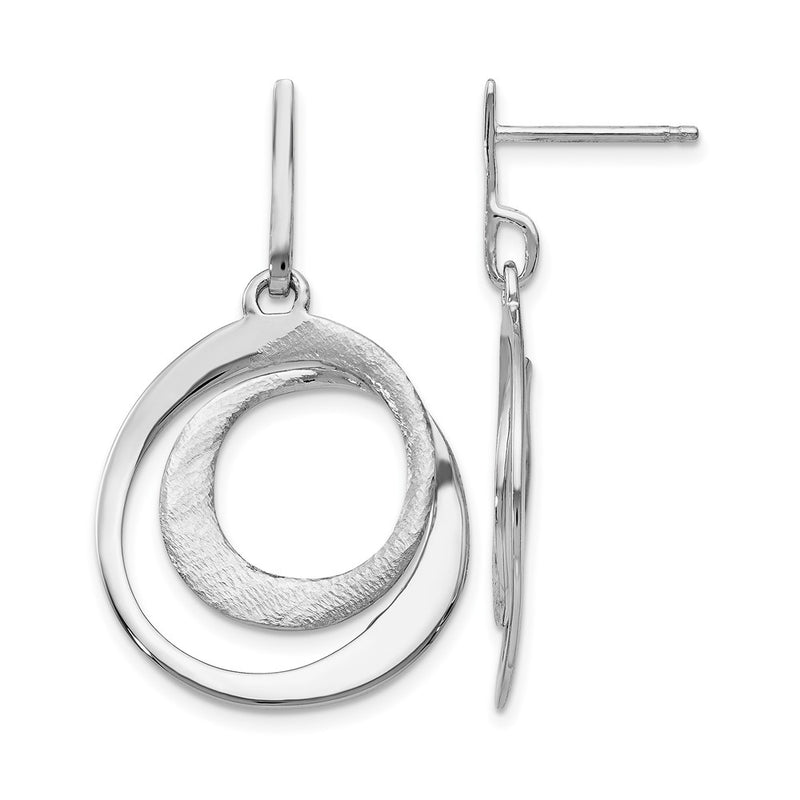Sterling Silver Ss Rh Plated Radiant Essence Textured Post Dangle Earrings