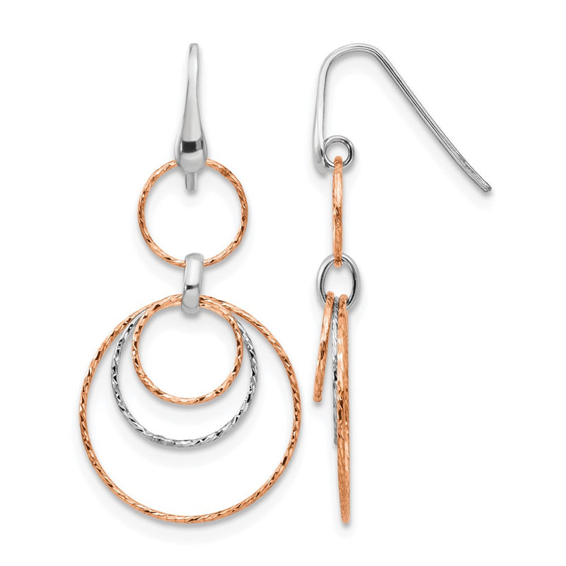 Ss/Rose Plated Sterling Silver Rose-Gold-Plated D/C Dangle Earrings
