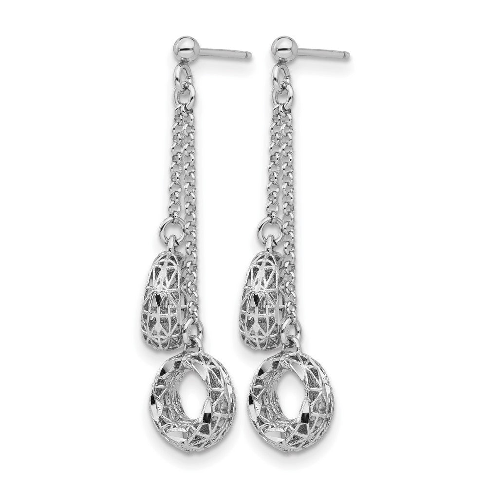 Sterling Silver Polished D/C Circle Dangle Earrings