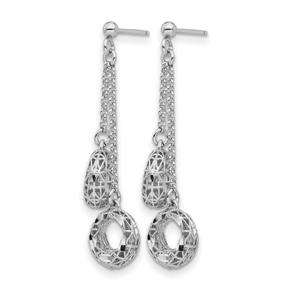Sterling Silver Polished D/C Circle Dangle Earrings