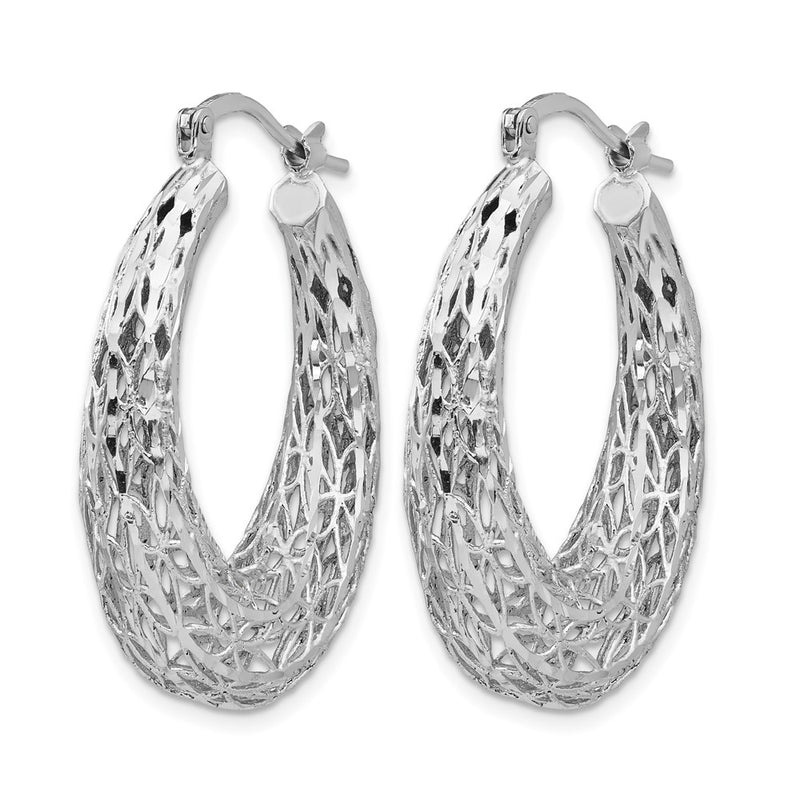 Sterling Silver Polished D/C Oval Hoop Earrings