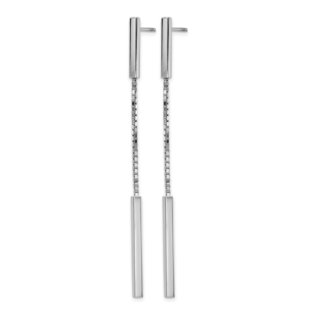 Sterling Silver Rhod Plat Polished Bar Post Dangle Earrings